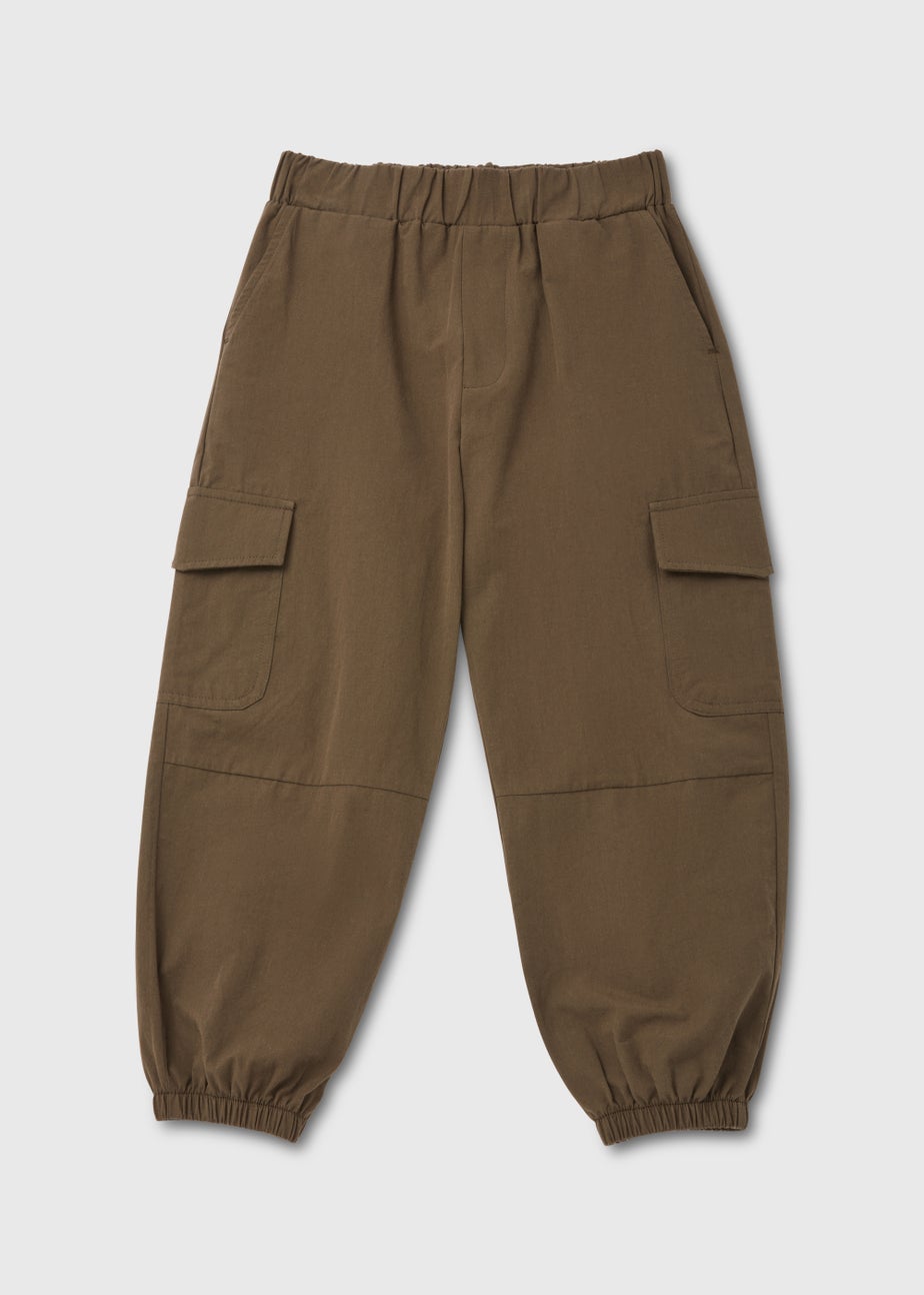 Girls Khaki Parachute Cargo Joggers (4-15yrs)