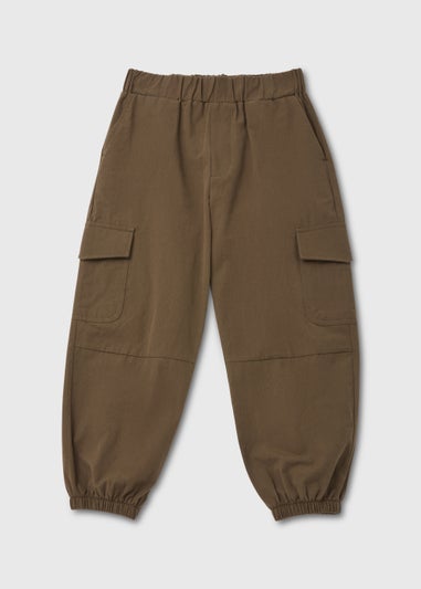 Girls Khaki Parachute Cargo Joggers (4-15yrs)