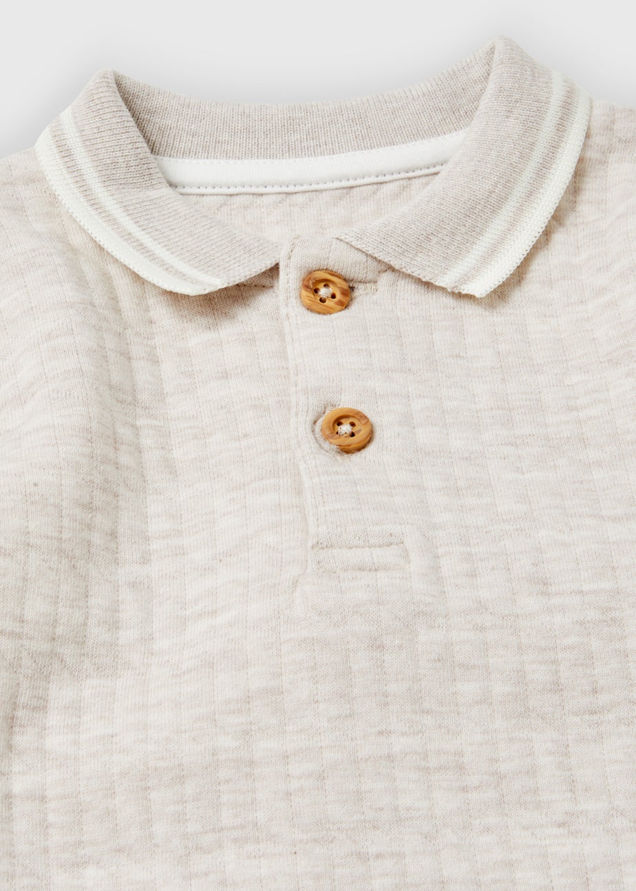 Baby Beige Quilted Polo Shirt & Leggings Set (Newborn-23mths)