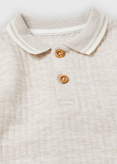 Baby Beige Quilted Polo Shirt & Leggings Set (Newborn-23mths)