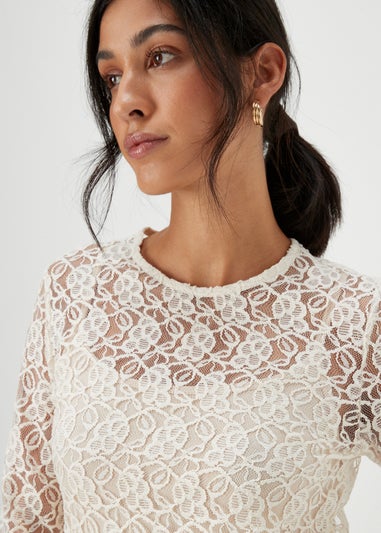 Cream Lace Long Sleeve Top