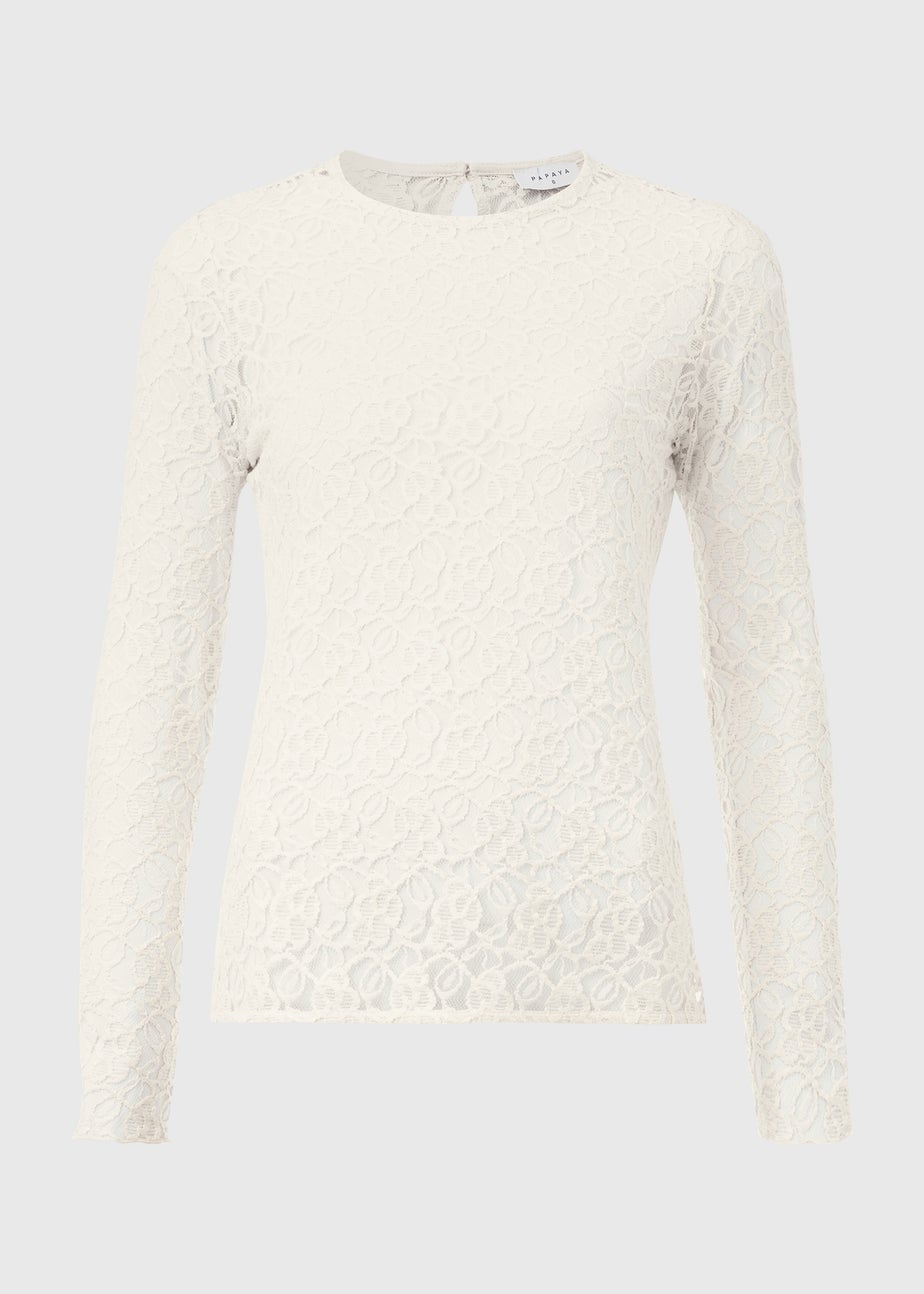 Cream Lace Long Sleeve Top