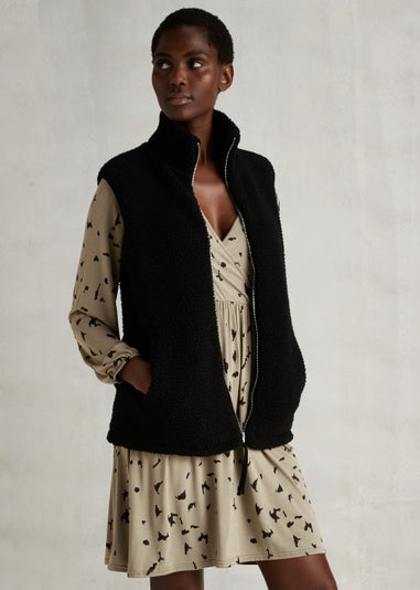 Khaki Mark Making Long Sleeve Wrap Mini Dress