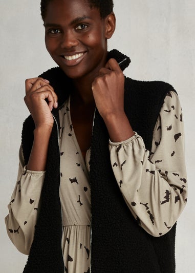 Khaki Mark Making Long Sleeve Wrap Mini Dress