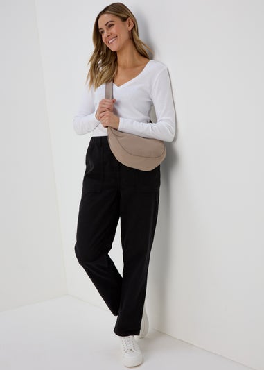 White V Neck Long Sleeve T Shirt