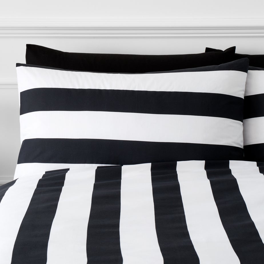 Style Sisters Bold Stripe 180 Thread Count Cotton Duvet Cover Set Black/White