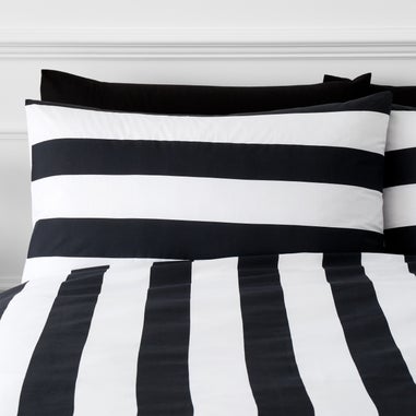 Style Sisters Bold Stripe 180 Thread Count Cotton Duvet Cover Set Black/White