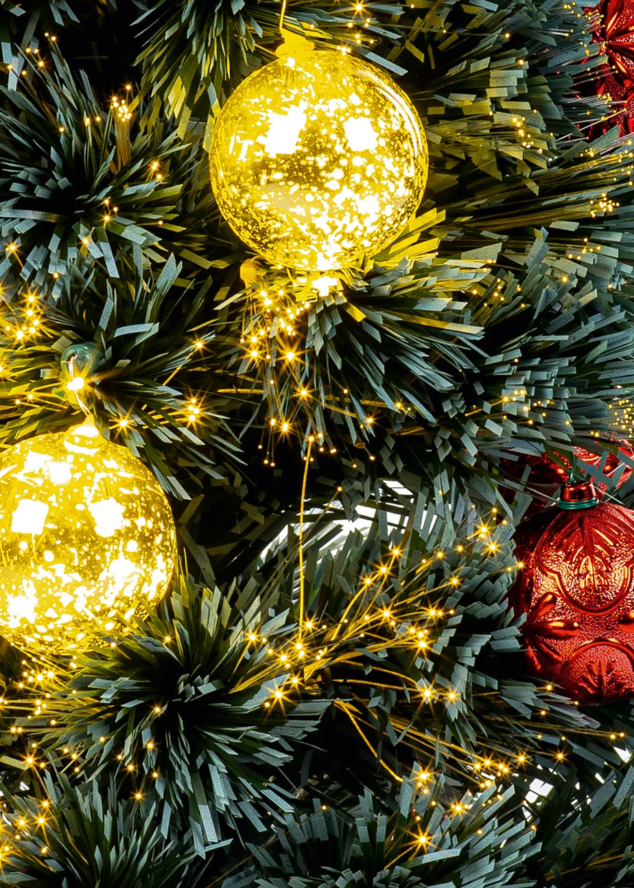 Premier Decorations 80cm Pinwire with Baubles Green Fibre Optic Christmas Tree