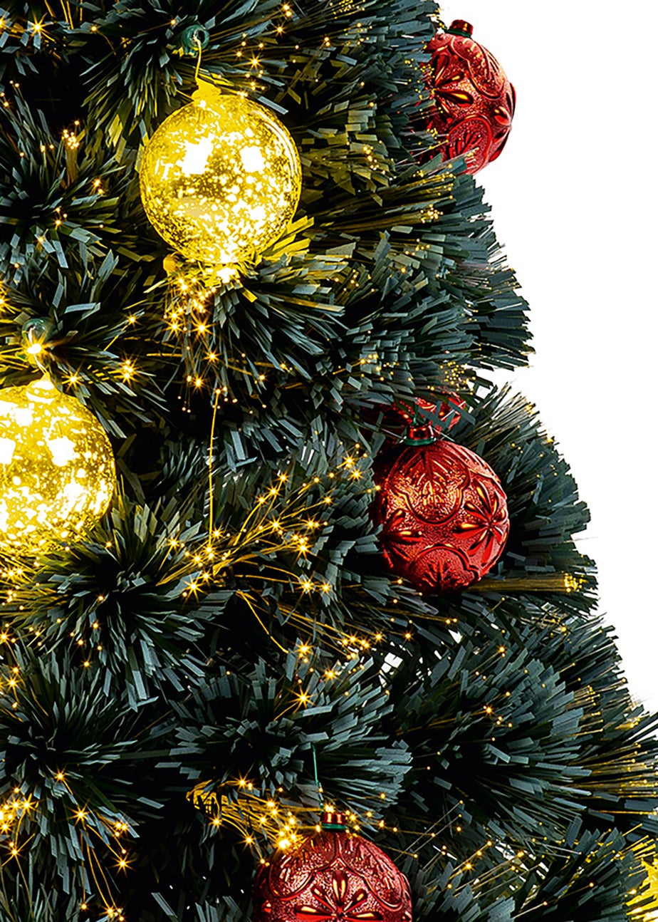 Premier Decorations 80cm Pinwire with Baubles Green Fibre Optic Christmas Tree