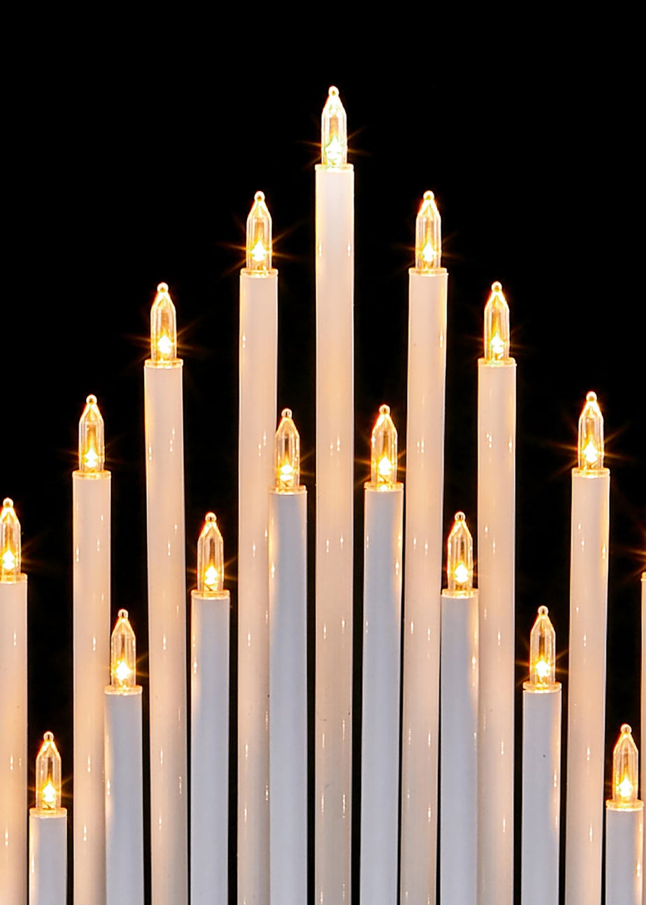 Premier Decorations 34cm White Candle Bridge with Warm White LEDs