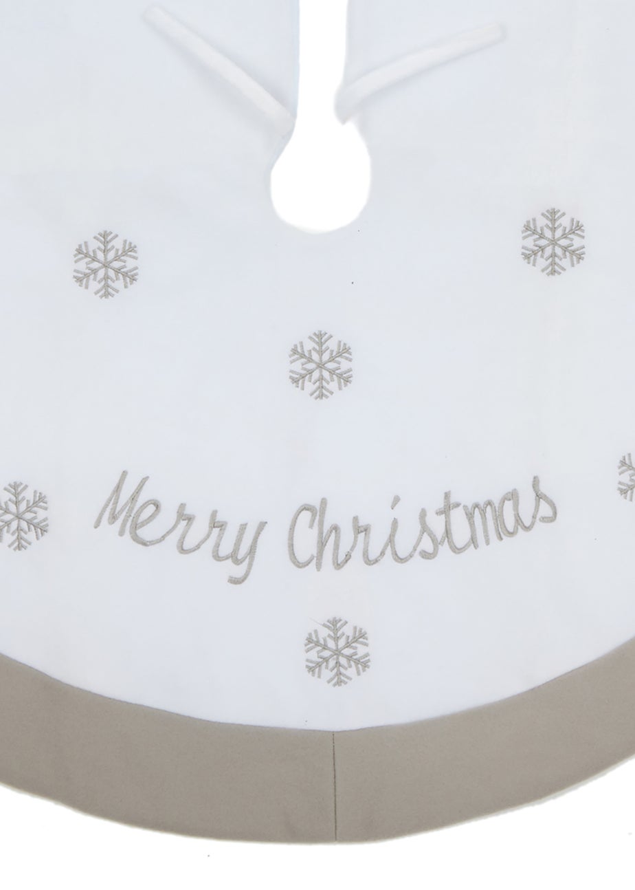 Premier Decorations White and Grey Merry Christmas Tree Skirt 90cm