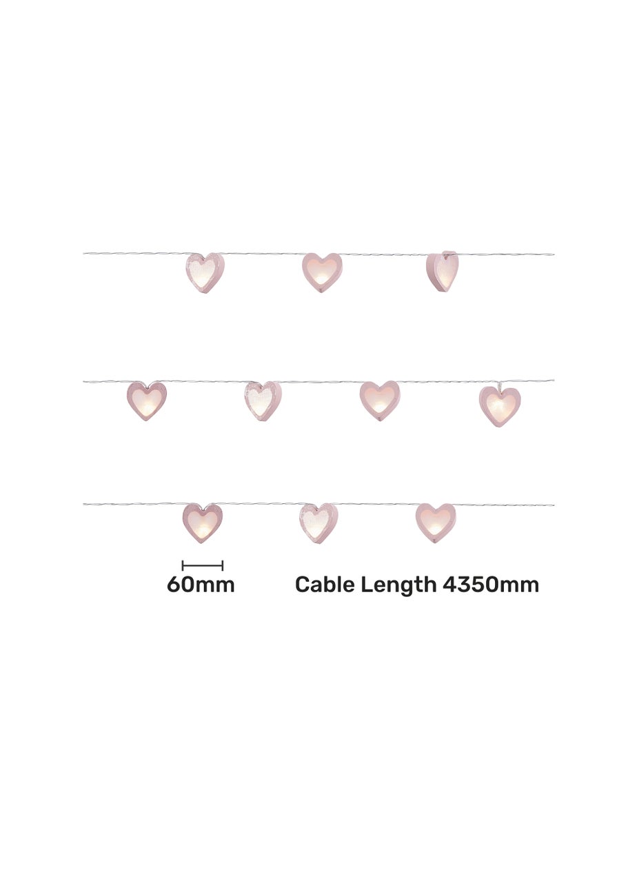 Glow Love Heart Wood String Lights (6cm x 435cm)