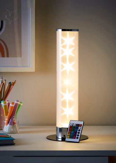 Glow LED Galaxy Cylinder Table Lamp with Remote Control(39cm x 15cm)