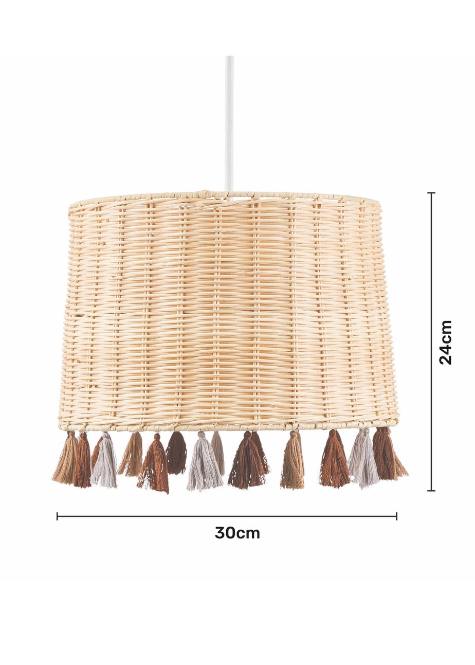 Glow Rattan Tassle Easyfit Light Shade (24cm x 30cm)
