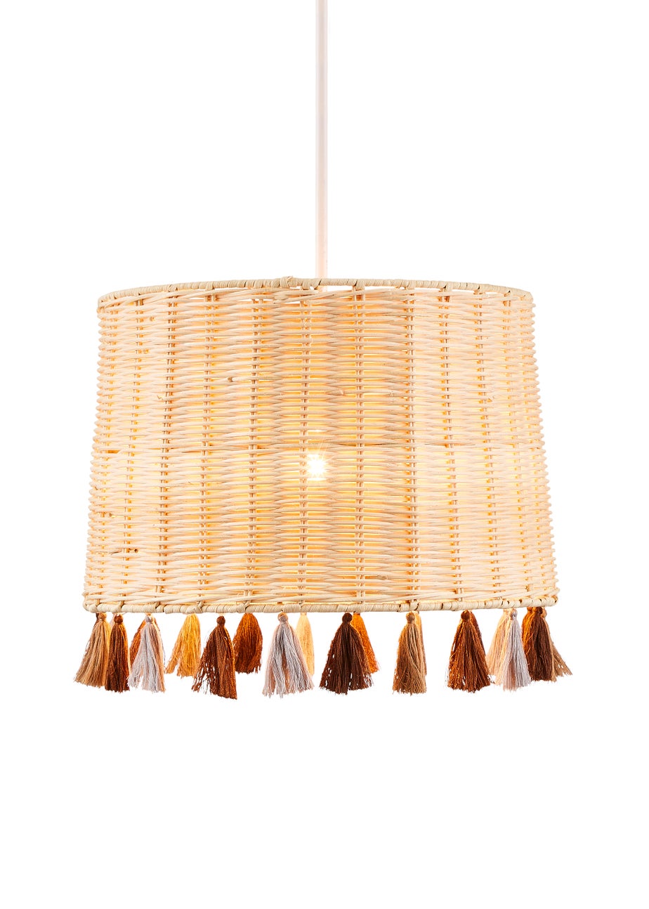 Glow Rattan Tassle Easyfit Light Shade (24cm x 30cm)