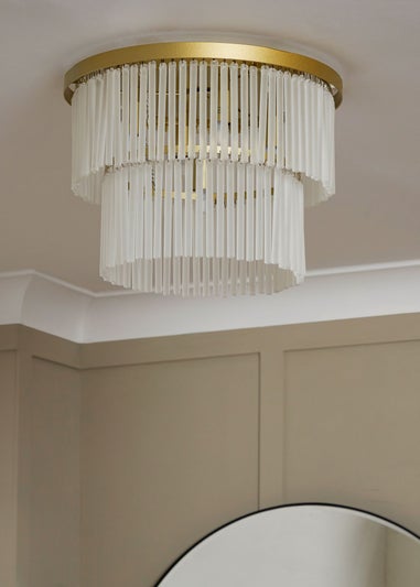 BHS Aubrey Frosted Flush Ceiling 5 Light Brass (26cm x 36cm)