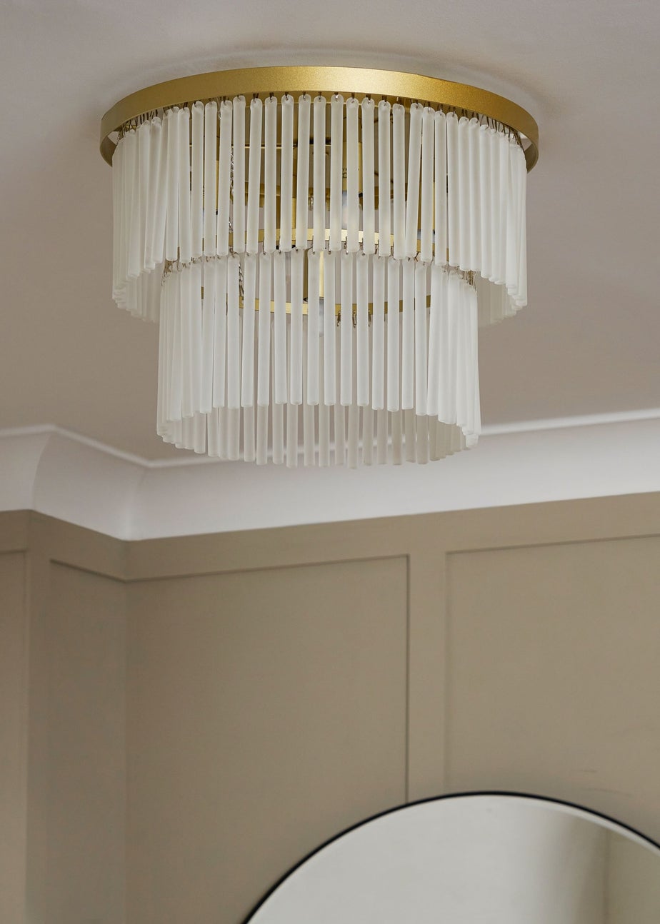 BHS Aubrey Frosted Flush Ceiling 5 Light Brass (26cm x 36cm)