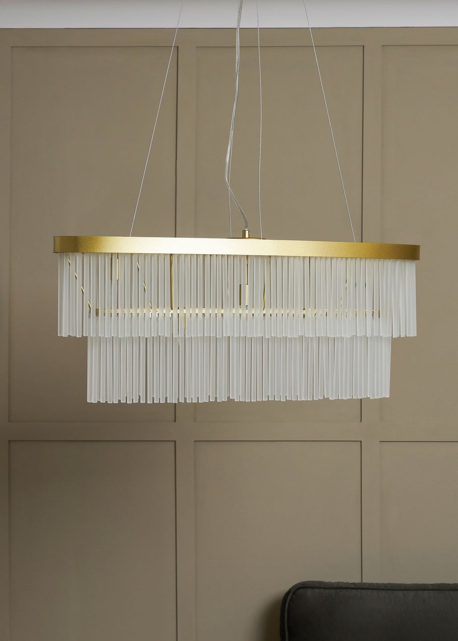 BHS Aubrey Frosted Oval Diner Pendant 5 Light Brass (Adjustable 43-130cm x 82cm)