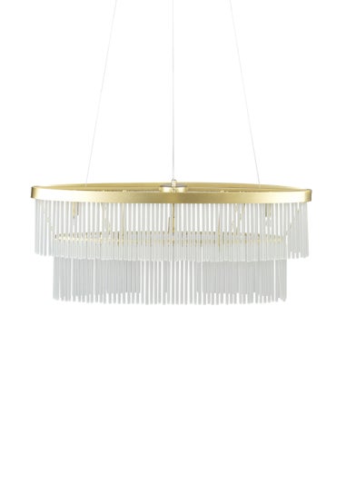 BHS Aubrey Frosted Oval Diner Pendant 5 Light Brass (Adjustable 43-130cm x 82cm)