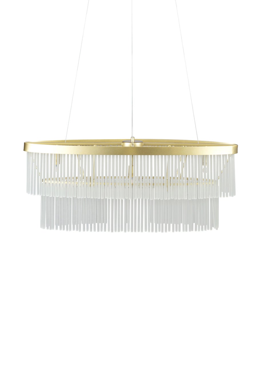 BHS Aubrey Frosted Oval Diner Pendant 5 Light Brass (Adjustable 43-130cm x 82cm)