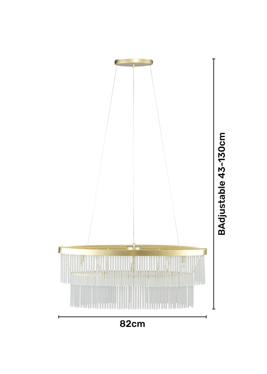 BHS Aubrey Frosted Oval Diner Pendant 5 Light Brass (Adjustable 43-130cm x 82cm)