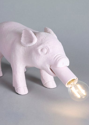 BHS Hilda Pink Pig Table Lamp (16cm x 35cm)