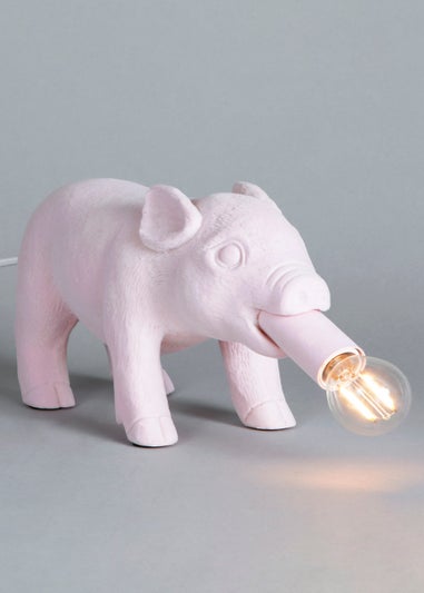 BHS Hilda Pink Pig Table Lamp (16cm x 35cm)