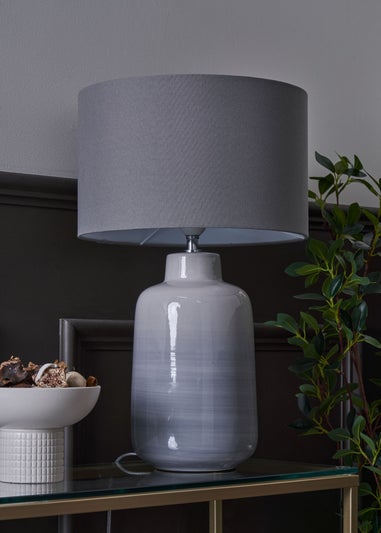 BHS Cherry Ombre Ceramic Table Lamp Grey (53cm x 32cm)