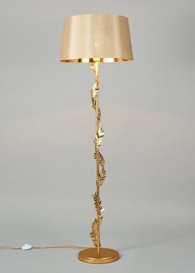 BHS Brookby Palm Floor Lamp Brass (162cm x 46cm)