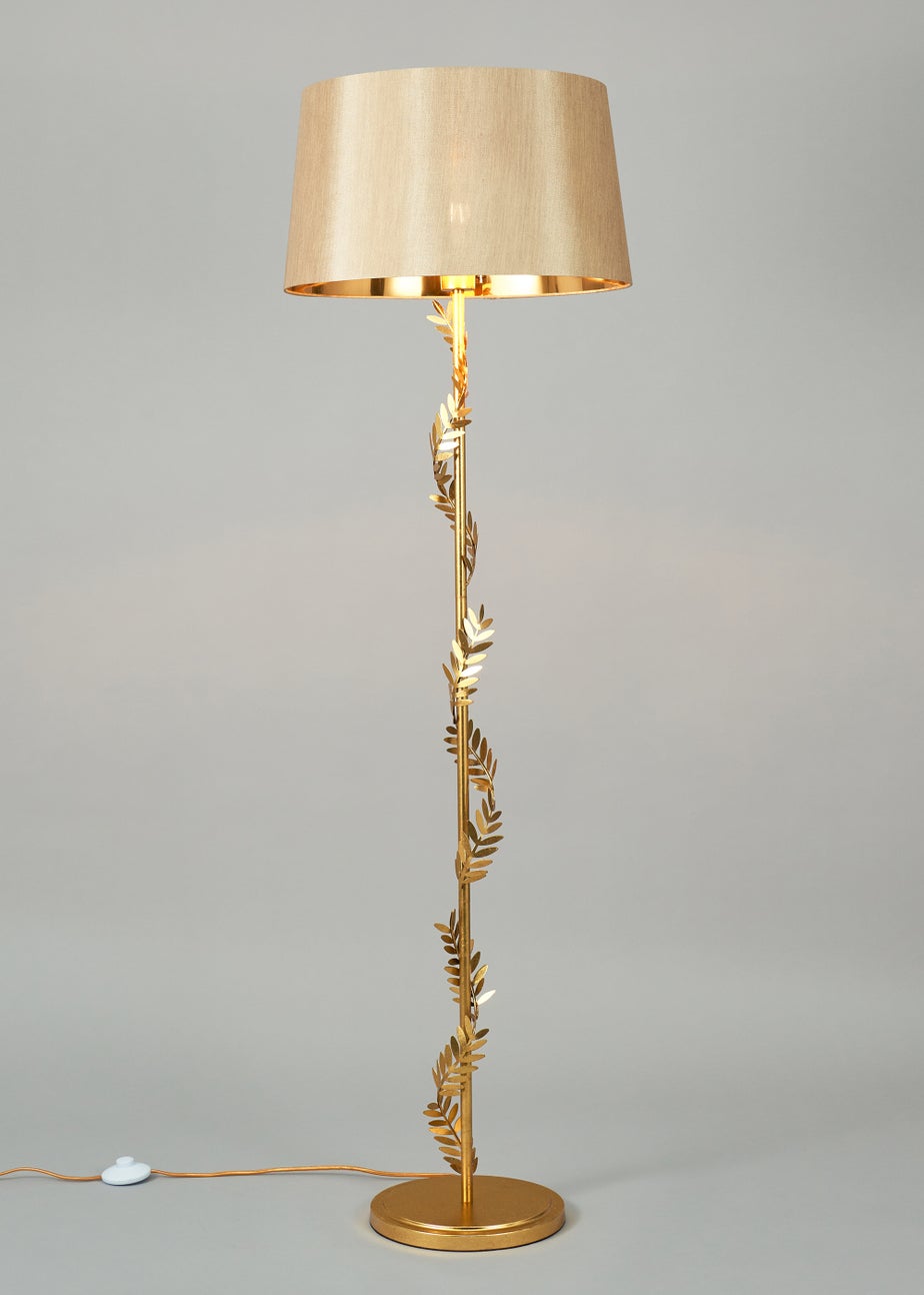 BHS Brookby Palm Floor Lamp Brass (162cm x 46cm)
