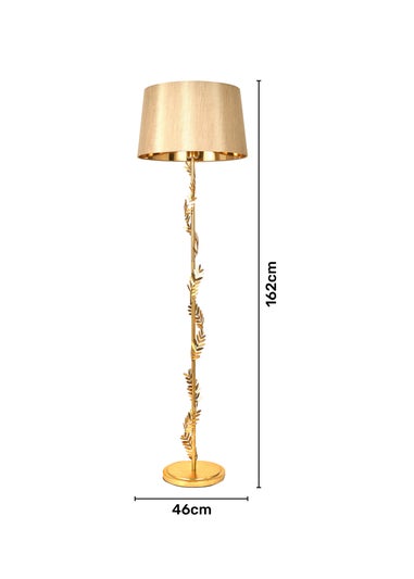 BHS Brookby Palm Floor Lamp Brass (162cm x 46cm)