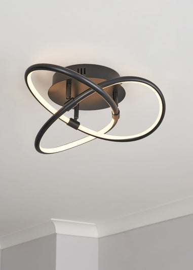 BHS Eero Knotted Shape LED Flush Ceiling Light Satin Black (15cm x 36cm)
