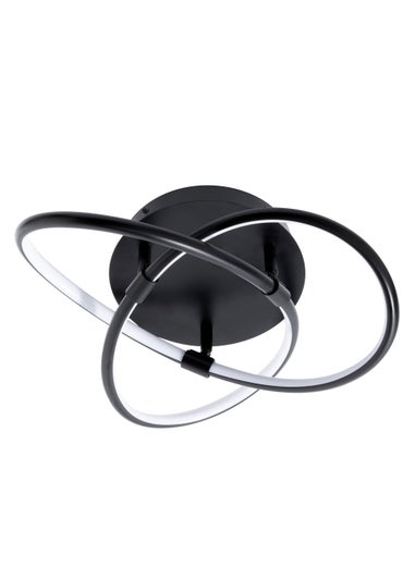 BHS Eero Knotted Shape LED Flush Ceiling Light Satin Black (15cm x 36cm)