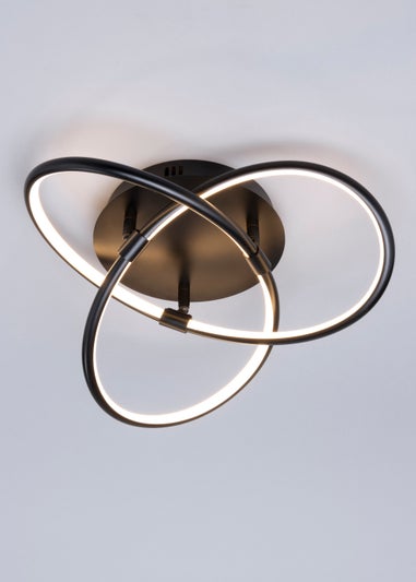 BHS Eero Knotted Shape LED Flush Ceiling Light Satin Black (15cm x 36cm)