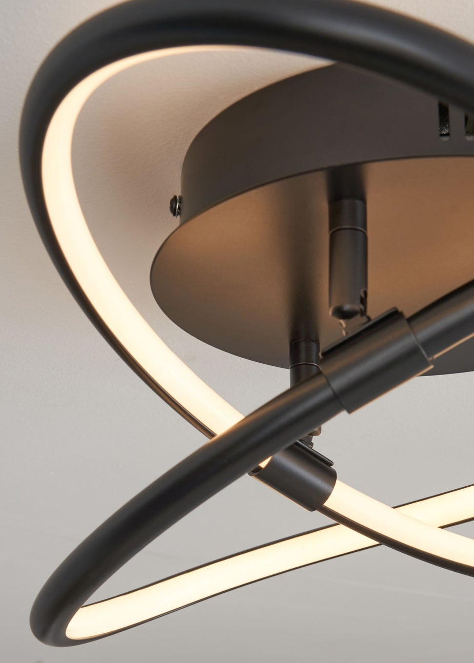 BHS Eero Knotted Shape LED Flush Ceiling Light Satin Black (15cm x 36cm)