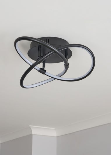 BHS Eero Knotted Shape LED Flush Ceiling Light Satin Black (15cm x 36cm)