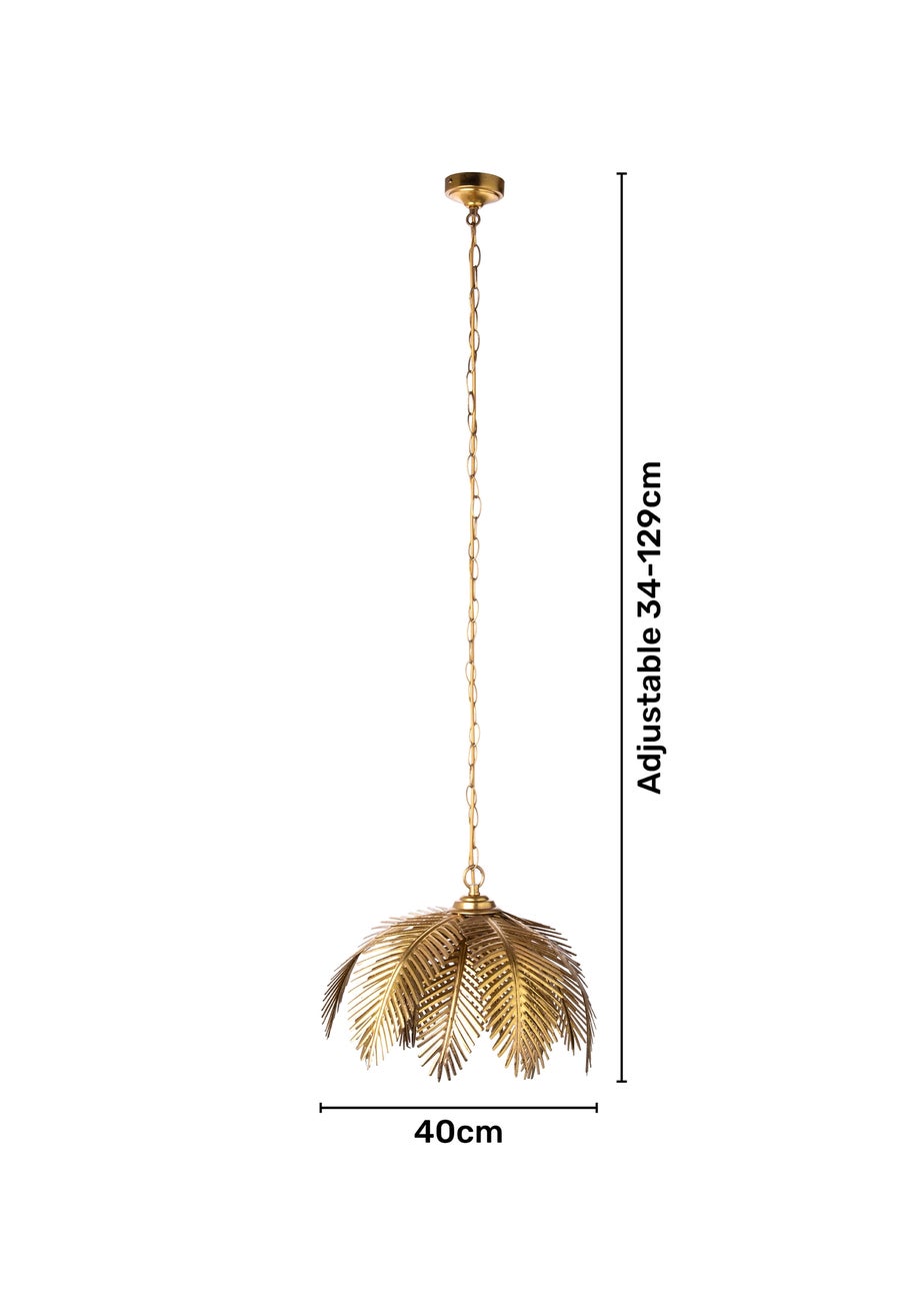 BHS Brookby Palm Ceiling Light Brass (Adjustable 34-129cm x 40cm)