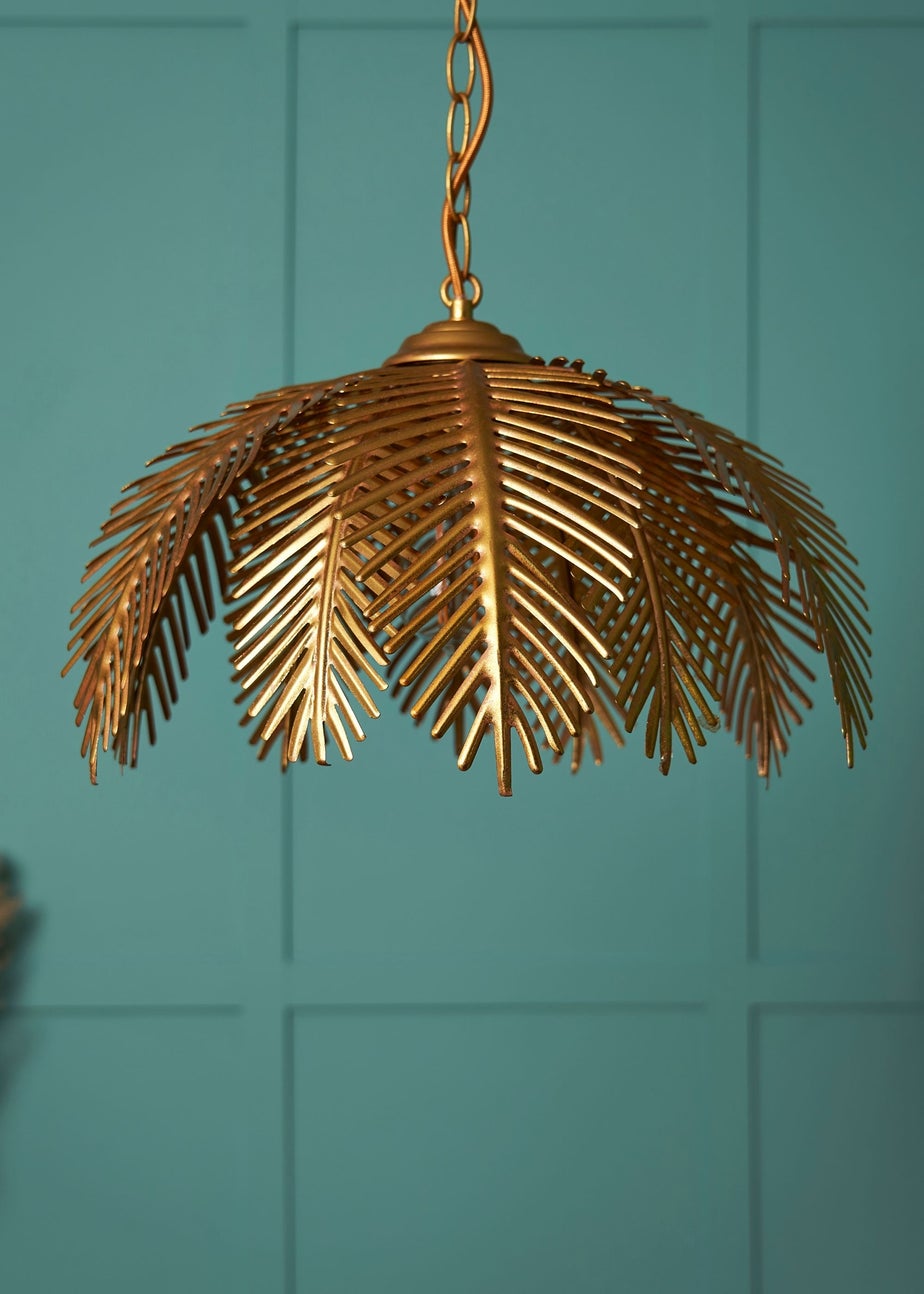 BHS Brookby Palm Ceiling Light Brass (Adjustable 34-129cm x 40cm)