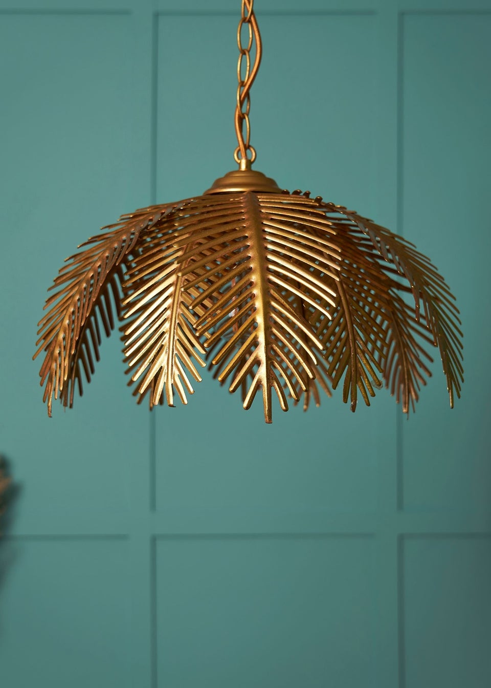 BHS Brookby Palm Ceiling Light Brass (Adjustable 34-129cm x 40cm)