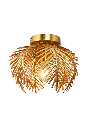 BHS Brookby Palm Flush Ceiling Light Brass (21cm x 30cm)
