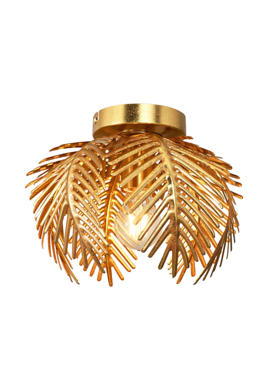 BHS Brookby Palm Flush Ceiling Light Brass (21cm x 30cm)