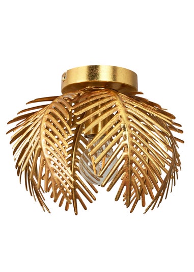 BHS Brookby Palm Flush Ceiling Light Brass (21cm x 30cm)