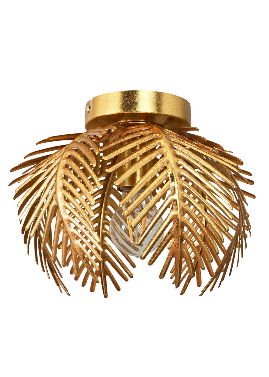 BHS Brookby Palm Flush Ceiling Light Brass (21cm x 30cm)