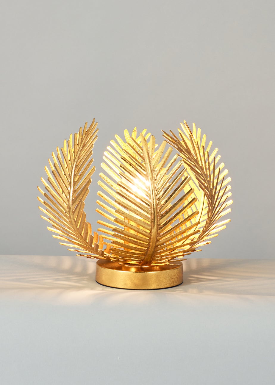 BHS Brookby Palm Table Lamp Brass (25cm x 30cm)