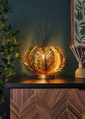 BHS Brookby Palm Table Lamp Brass (25cm x 30cm)