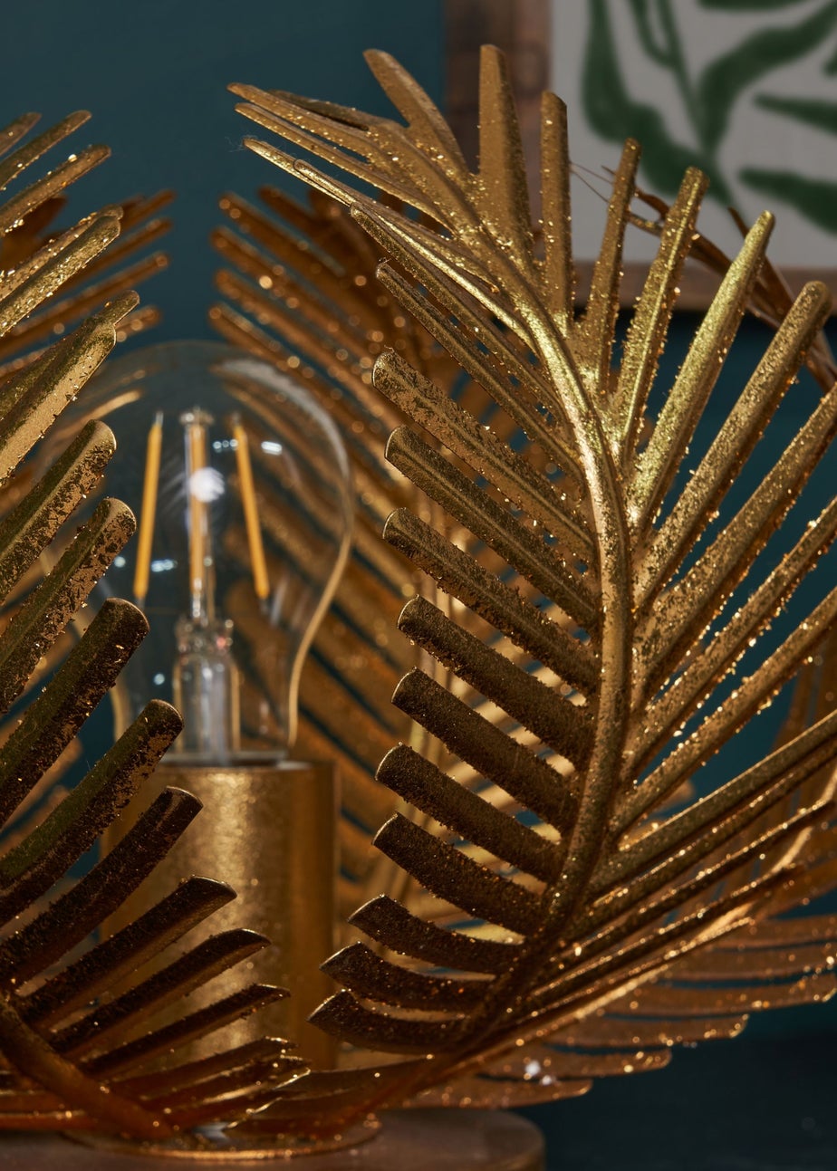 BHS Brookby Palm Table Lamp Brass (25cm x 30cm)