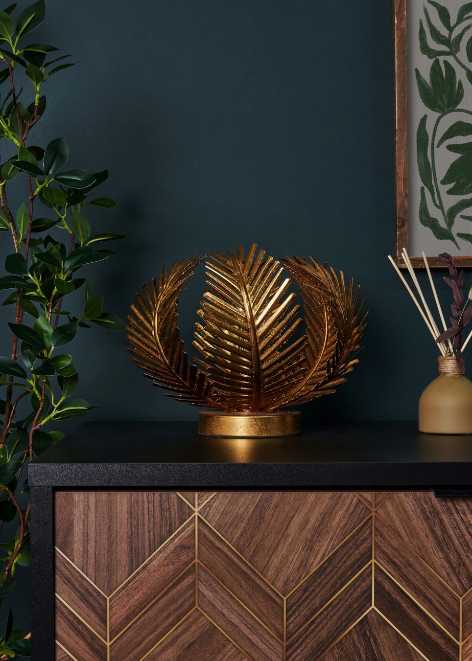 BHS Brookby Palm Table Lamp Brass (25cm x 30cm)