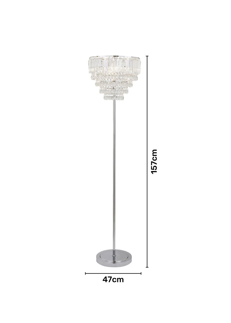 BHS Paladina Floor Lamp 3 Light Chrome (157cm x 47cm)