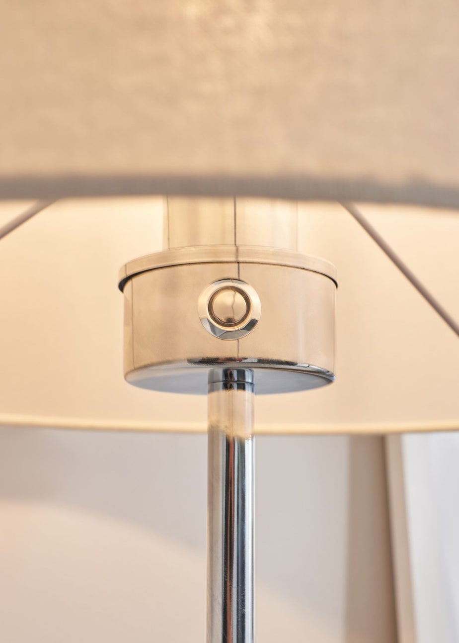 BHS Mira Touch Floor Lamp Chrome & Natural (155cm x 38cm)