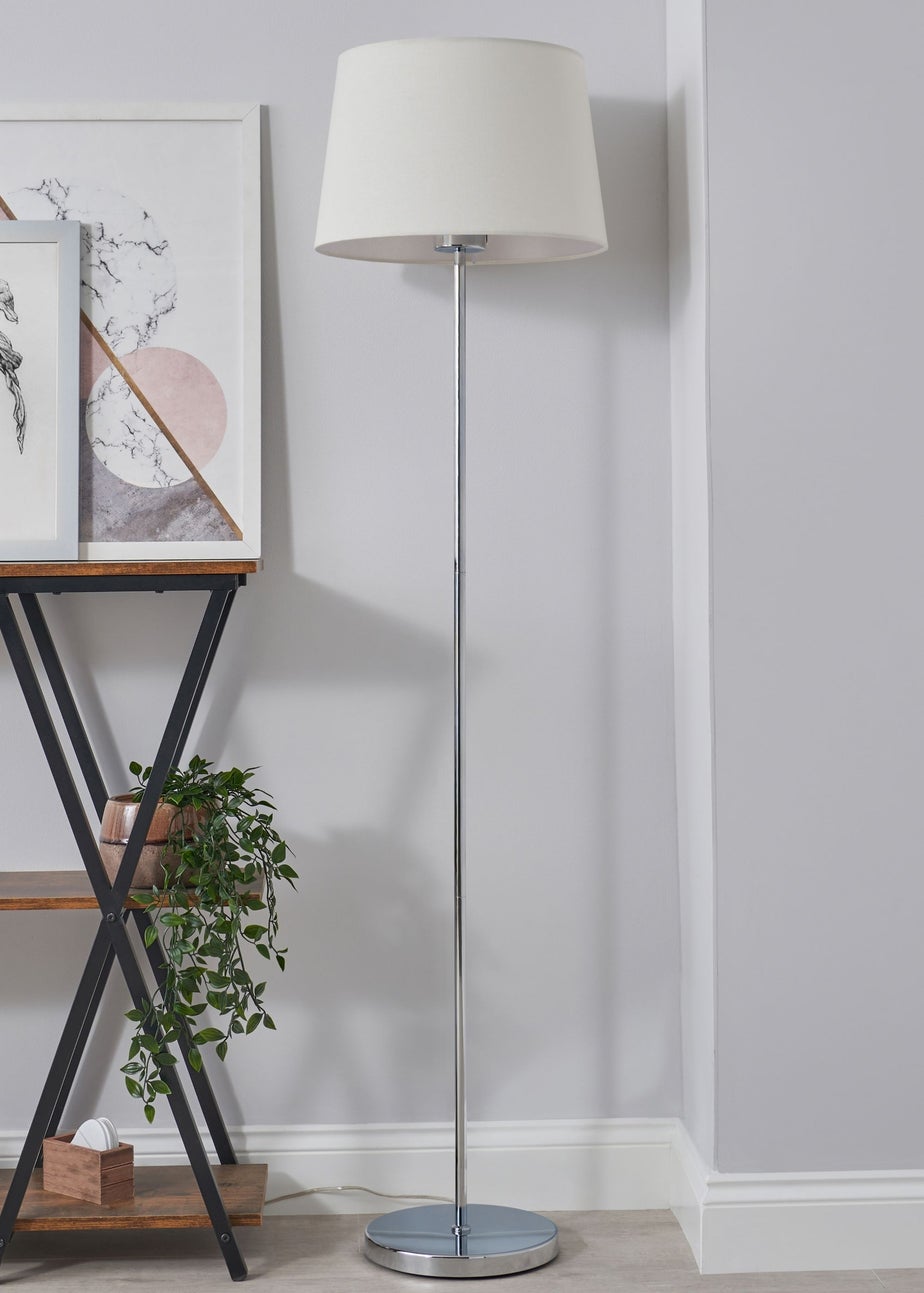 BHS Mira Touch Floor Lamp Chrome & Natural (155cm x 38cm)